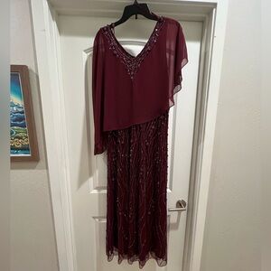 Beaded burgundy maxi dress